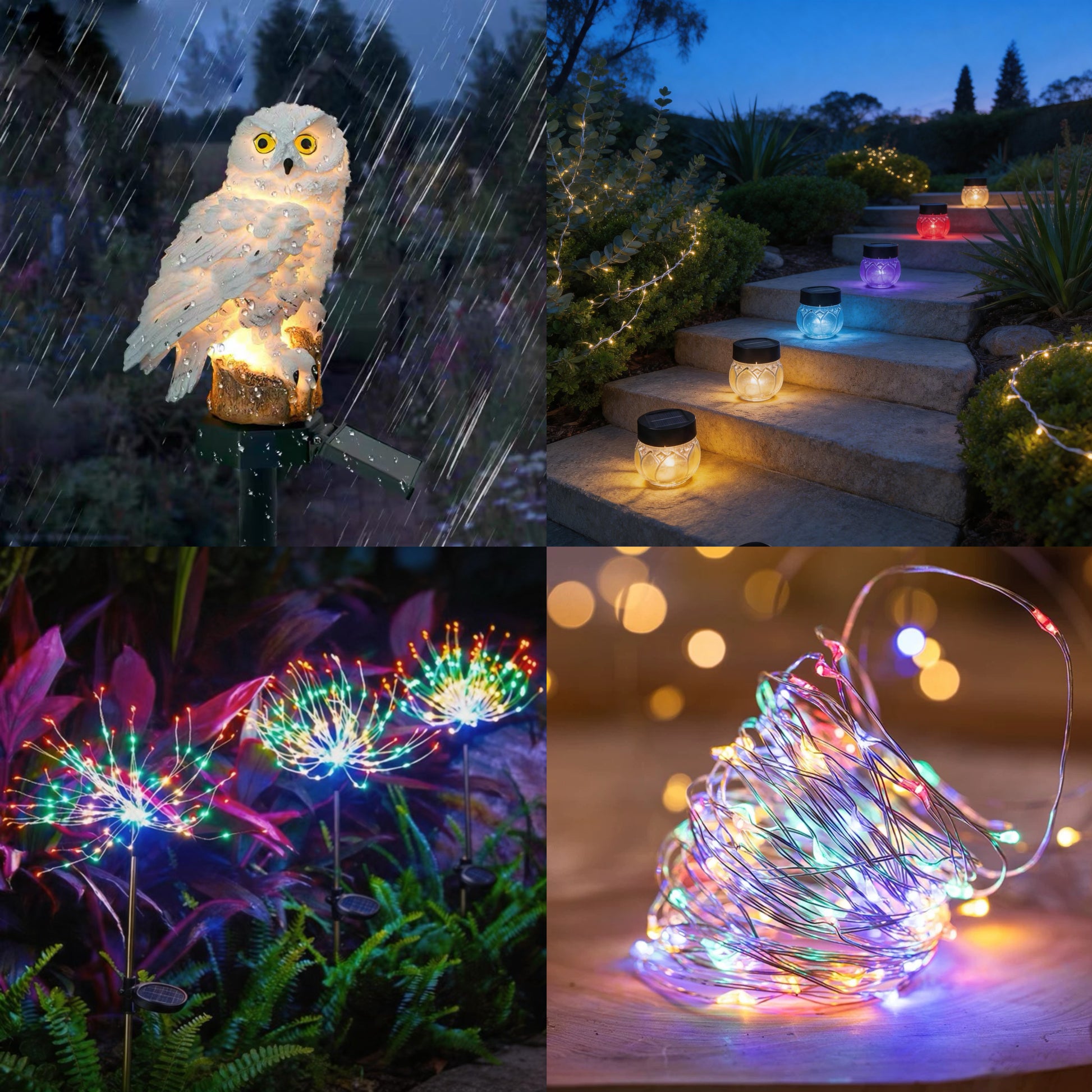 waterproof solar owl lights for Assuie backyard decor, solar string lights, solar firework lights, solar lotus lights