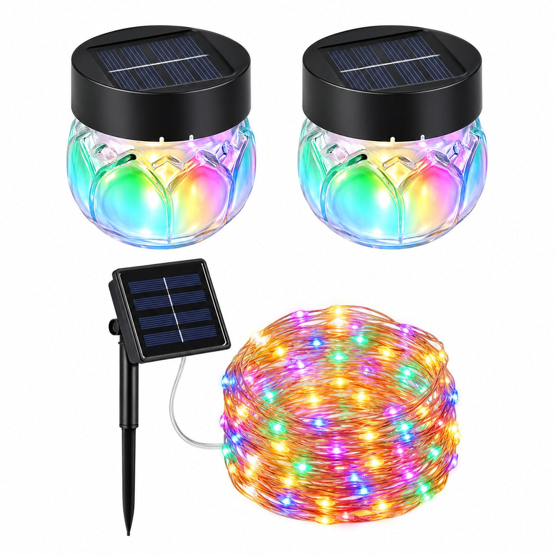 SCENOVIA solar fairy light & lotus duo, white background