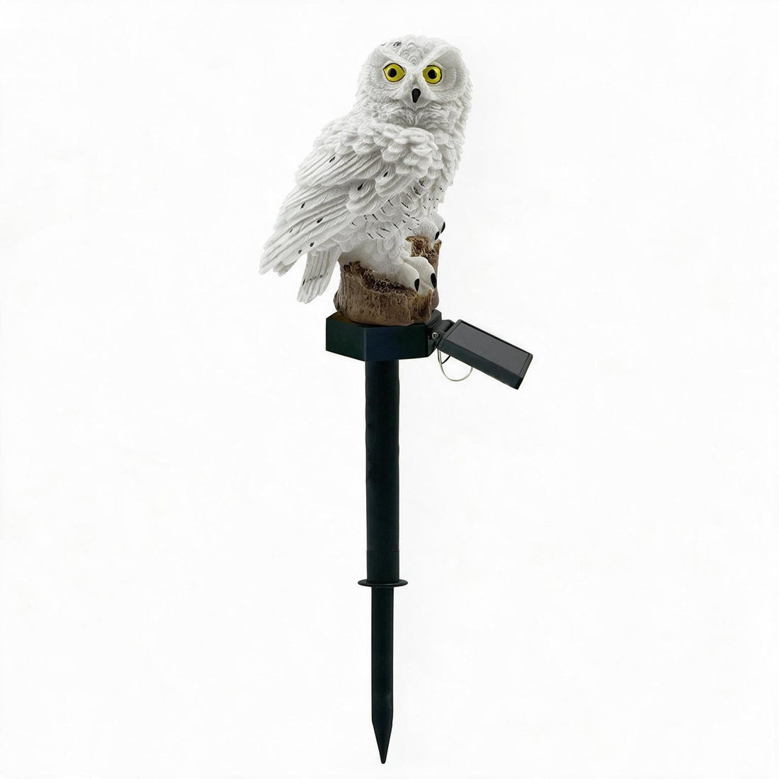 SCENOVIA solar owl garden light, white background