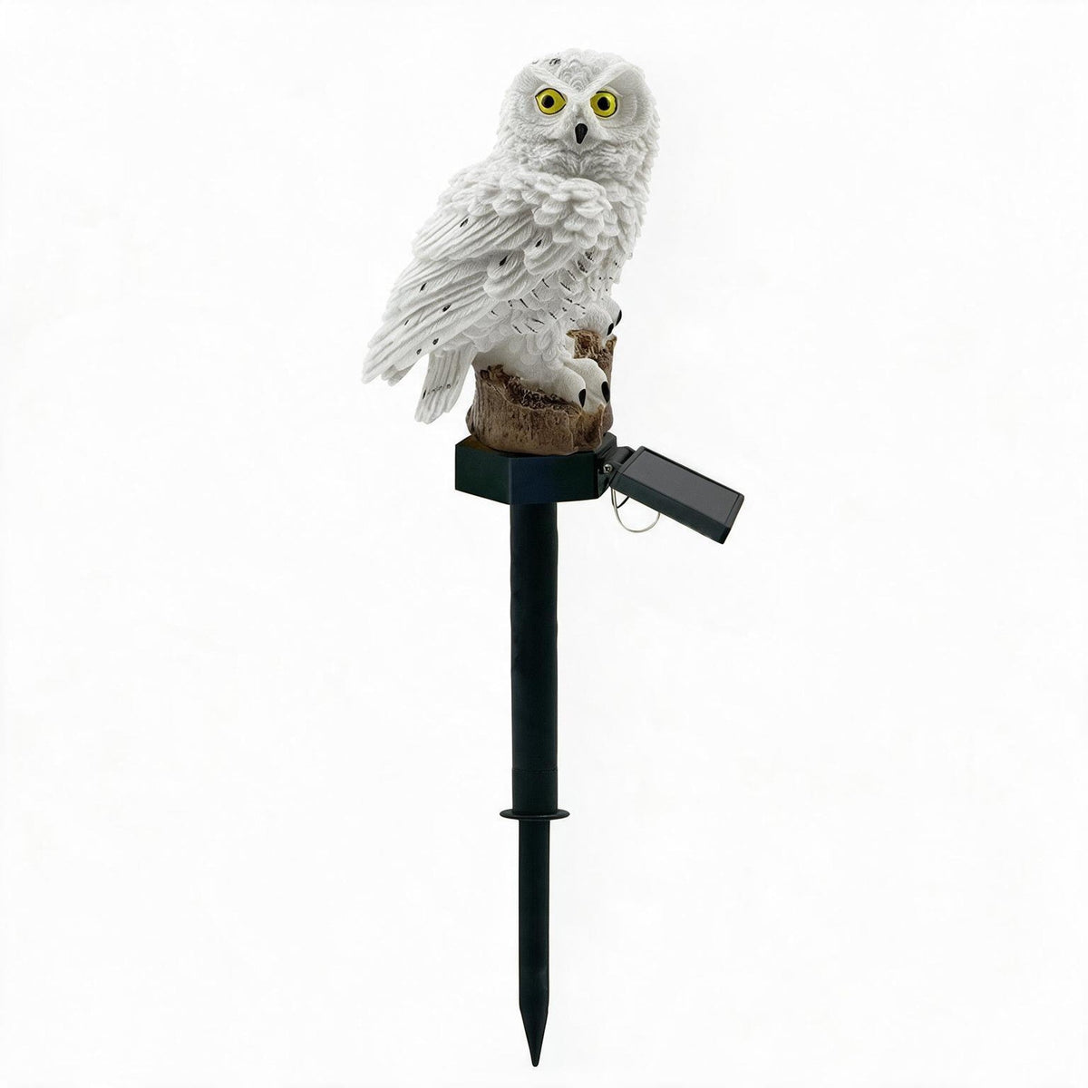 SCENOVIA solar owl garden light, white background