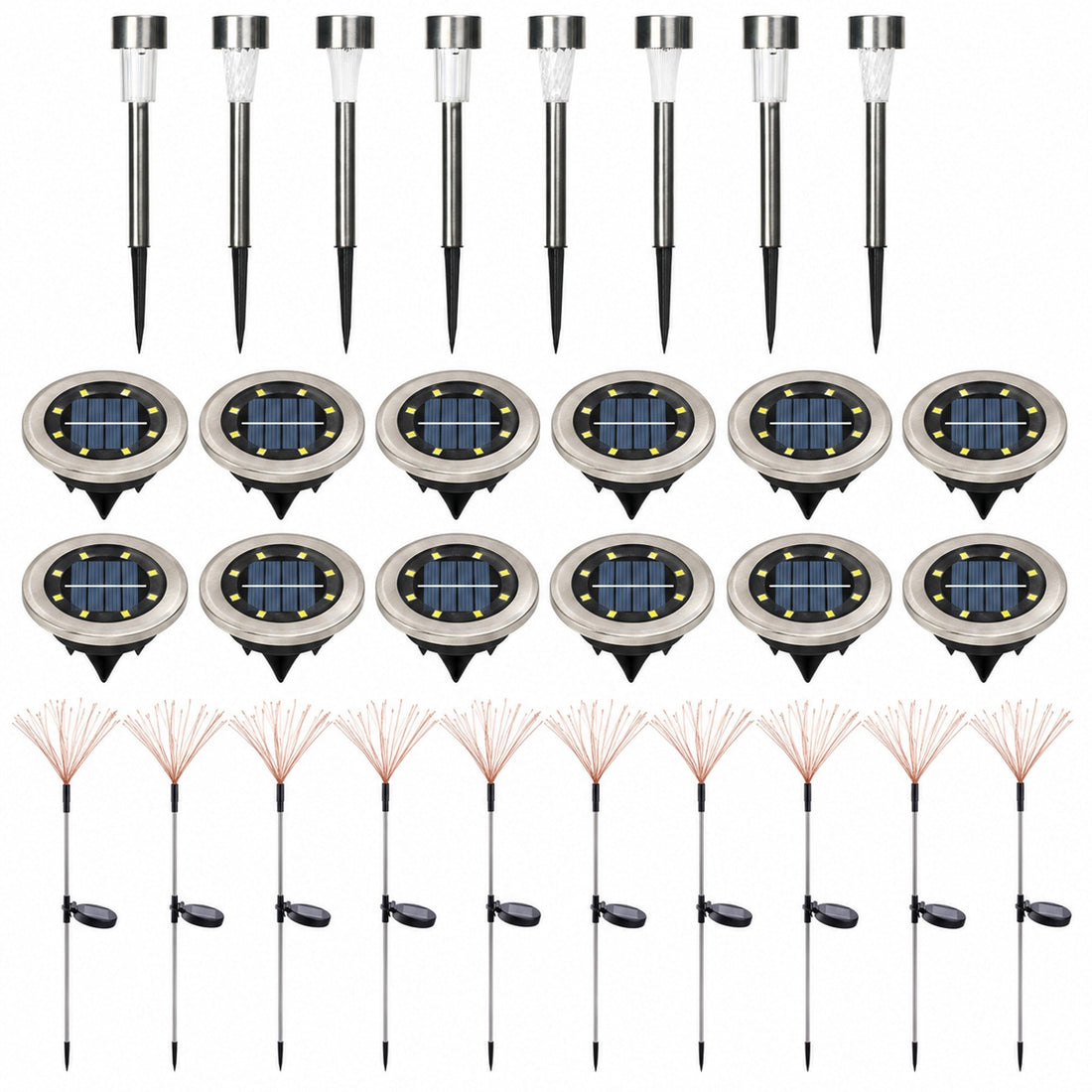 SCENOVIA solar pathway & party bundle 24 lights, white background