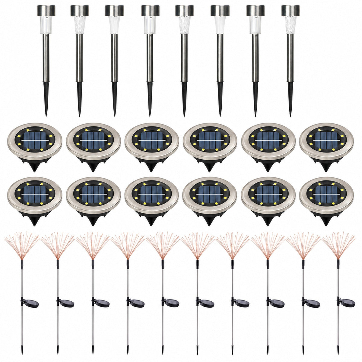 SCENOVIA solar pathway & party bundle 24 lights, white background