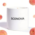 SCENOVIA Velvet Peach soy candle, white background