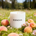 Wild Peach Bush scented candle, bedside table styling