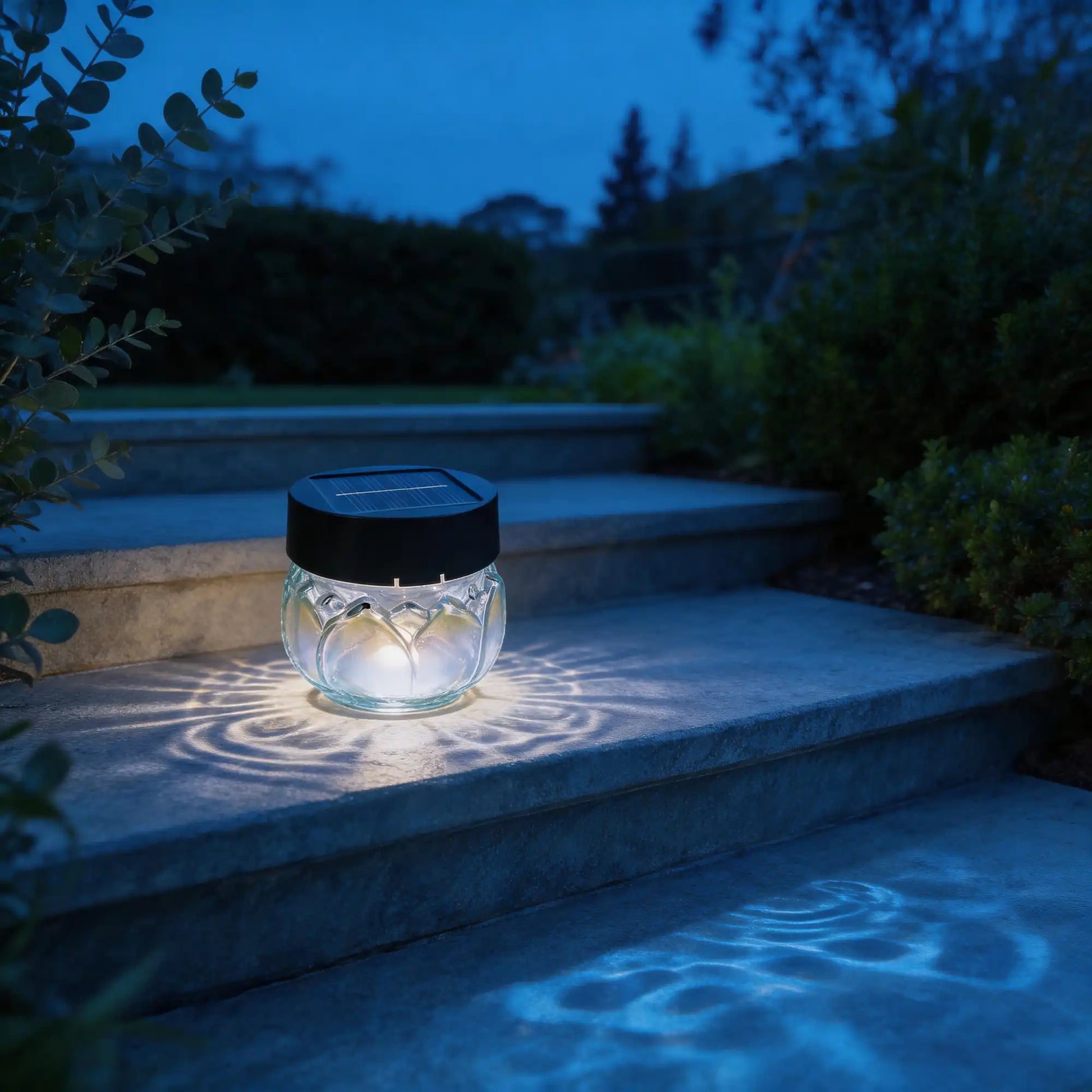 solar lotus light, stone pathway lighting