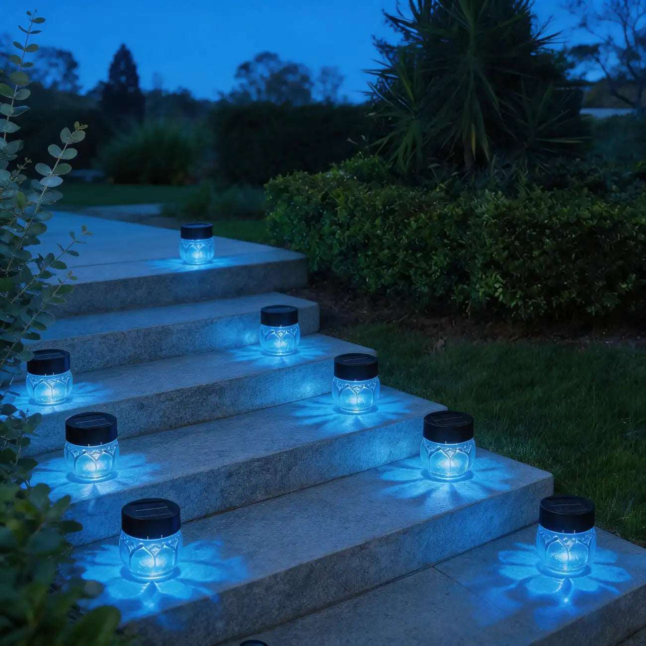 solar lotus light, white picket fence